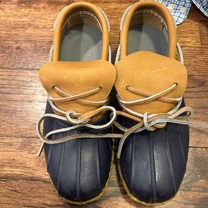LL Bean Boots Womens Size 6 Rubber Leather Moc Duck Low Rain Shoes - Blue